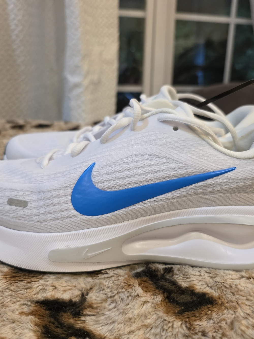 Nike MENS' White Sneakers with Blue Swoosh